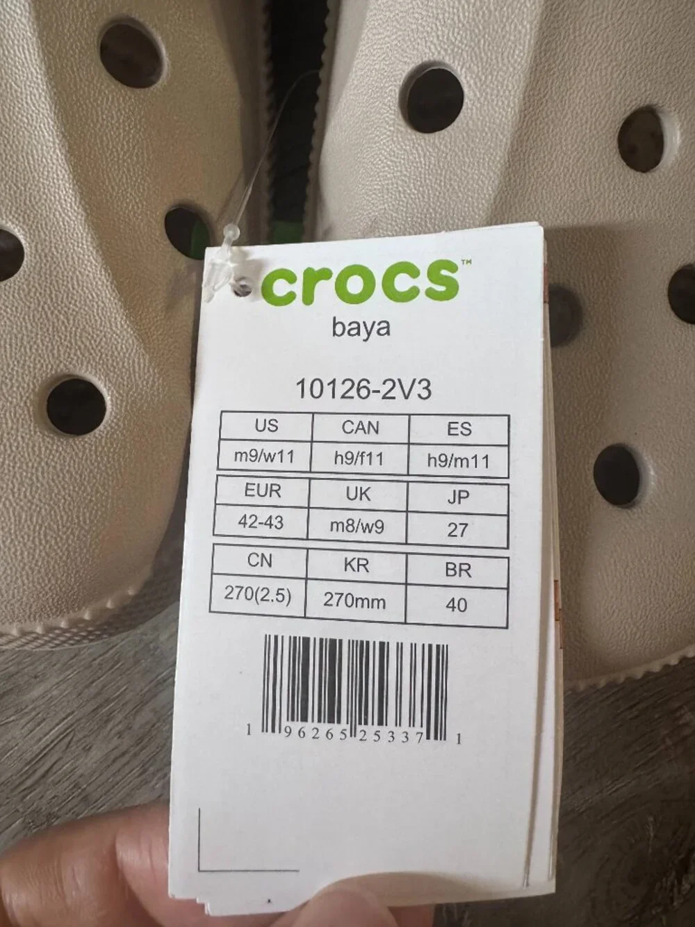 Mens 9 / Women's 11 - Crocs Adult Baya Classic Tan Unisex Clog Shoes Size